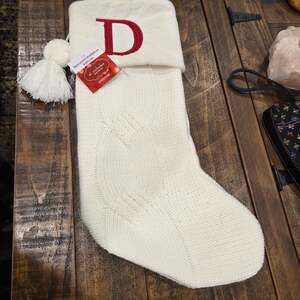St. Nicholas Square Faux-Fur Knit Monogram Christmas Stocking, Initial "D"